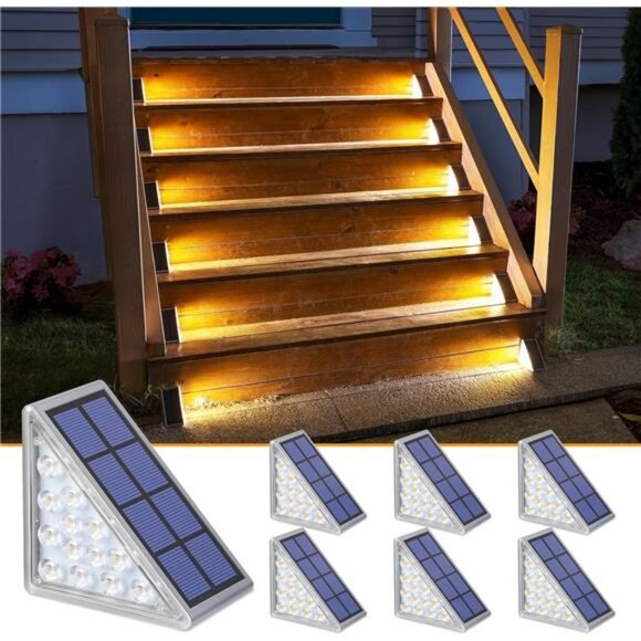 6 Pack Solar Step Lights for Outside, Waterproof IP67 Solar Stair Lights Outdoor - Picture 1 of 7